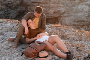 Couple on honeymoon safari