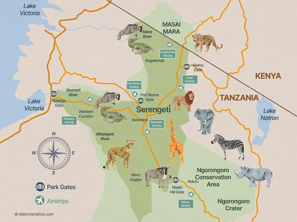 Map of Tanzania for safari tours