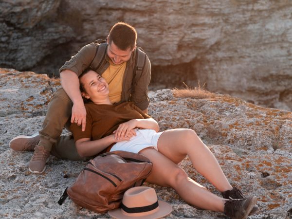 Couple on honeymoon safari