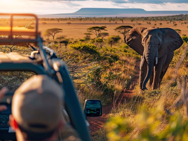 Solo Safari Expedition, The awe-inspiring beauty of wildlife and nature as a solo traveler embarks on an unforgettable safari adventure. to portray the excitement and serenity of exploring the wild.